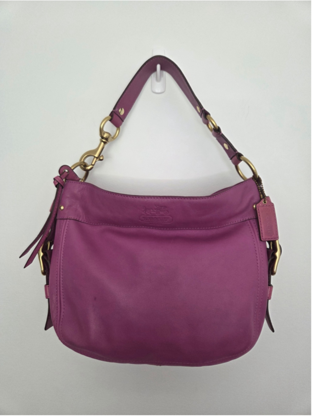 Vintage Y2K Coach Zoe Hobo Bag Purple Plum Genuine Leather 2008